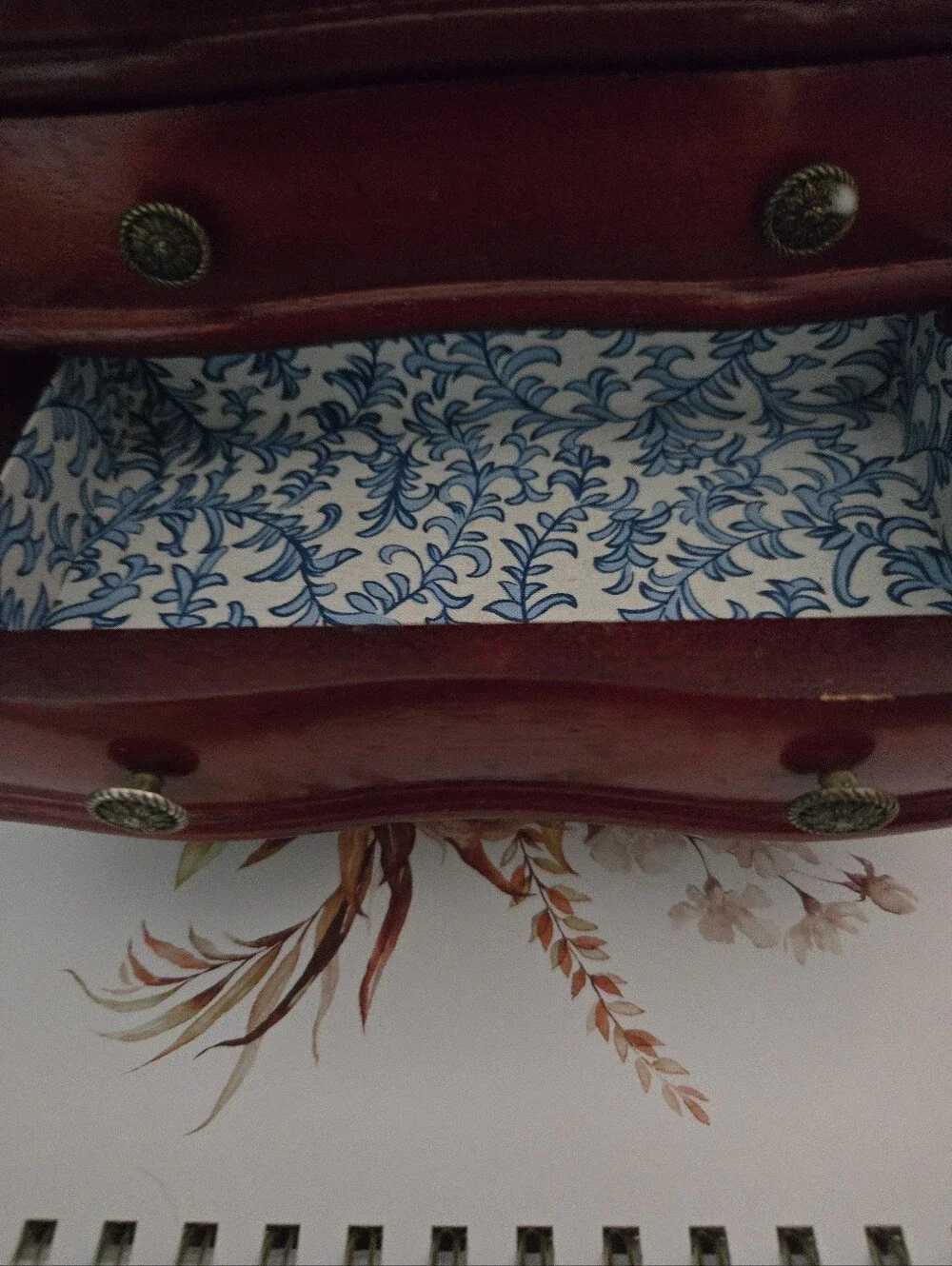 Vintage Style Mini Jewelry Chest in Deep Mahogany